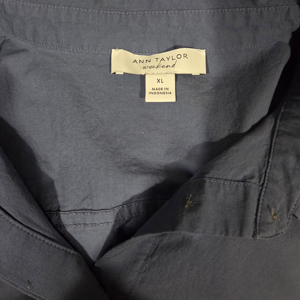 Ann Taylor Blue Button-Up Shirt XL - Picture 4 of 5